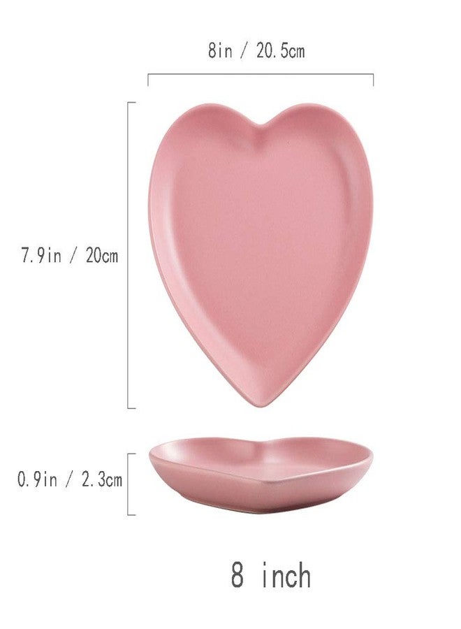 FUYU 2pcs Colorful Matte Heart Shaped Ceramic Dinner Plate for Salad, Dessert, and Steak - Image 2