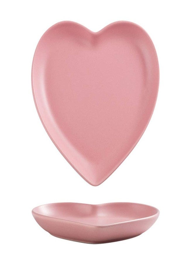 FUYU 2pcs Colorful Matte Heart Shaped Ceramic Dinner Plate for Salad, Dessert, and Steak - Image 1