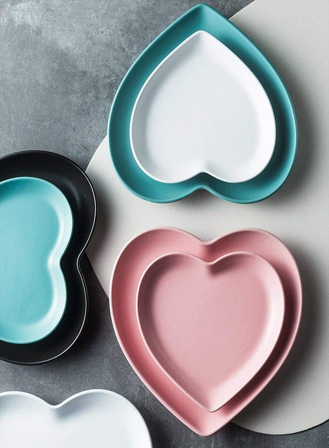 FUYU 2pcs Colorful Matte Heart Shaped Ceramic Dinner Plate for Salad, Dessert, and Steak - Image 5