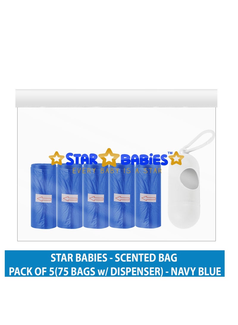 STAR BABiES Star Babies Scented Bag-Pack of 5/75bags with Dispenser - Navy Blue  - Image 2