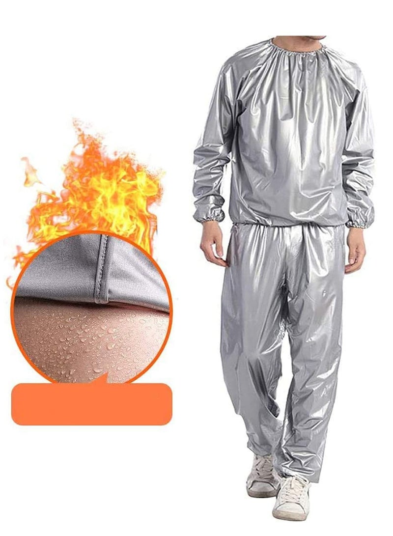 Generic Sauna Suit, Professional Sauna Suit Top and Bottoms Non Rip Weight Loss Sweat Suit Boxing Training Gym Sauna Suit Men Weight Loss Jacket Pant Gym - Image 4