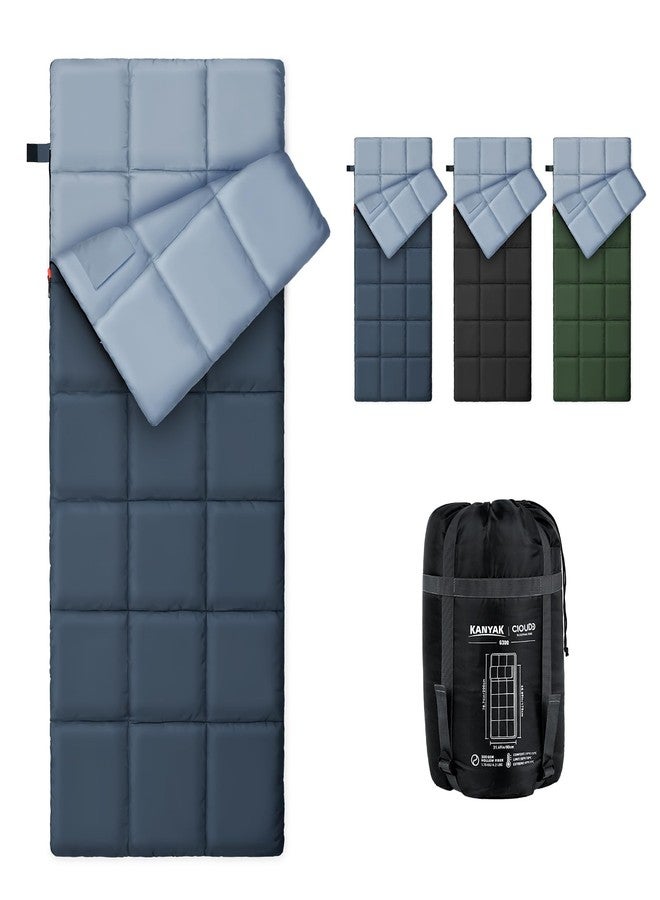 KANYAK Envelope Sleeping Bag 3 Season Warm Weather Portable Compact Sleeping Bags for Adult Kids with Carry Bag for Camping Hiking Backpacking and Outdoors 59℉-77℉ (Blue) - Image 1