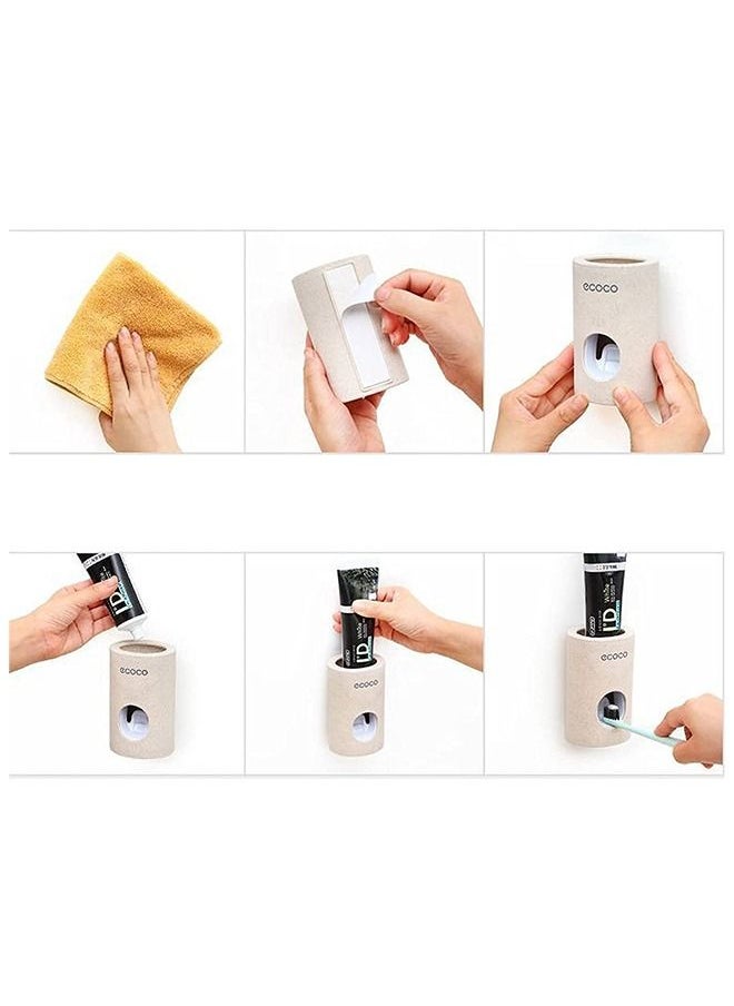 ecoco - Automatic Toothpaste Dispenser Set with Wall Mounted Kids Hands Free Squeezer  Wall Mounted Hands Free Toothpaste Squeezer for Family - Image 1