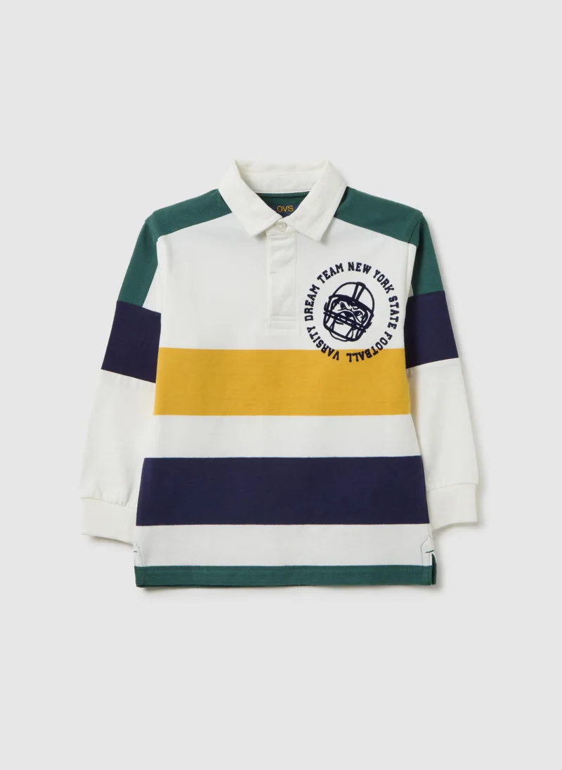 Ovs CHILDREN'S POLO SHIRT IN PURE MULTICOLOUR COTTON REGULAR FIT