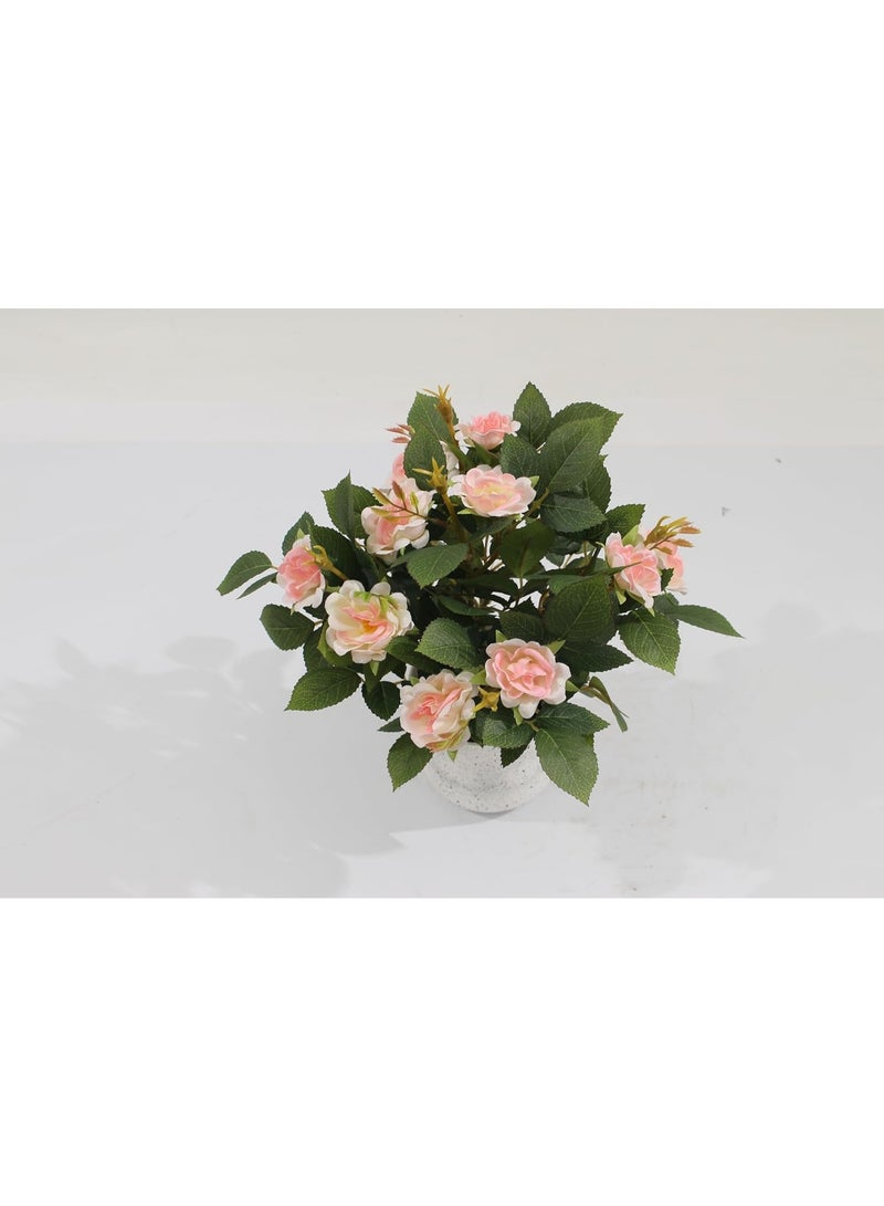 MARCOLO Artificial Rose Plant with Pot, Faux Pink Rose Flowers Decorative Indoor Plant for Home, Office, Table & Living Room Decor, Realistic Flower Arrangement 25 cm - Image 3