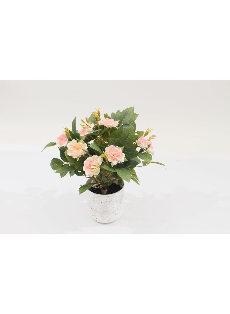 MARCOLO Artificial Rose Plant with Pot, Faux Pink Rose Flowers Decorative Indoor Plant for Home, Office, Table & Living Room Decor, Realistic Flower Arrangement 25 cm - Image 5