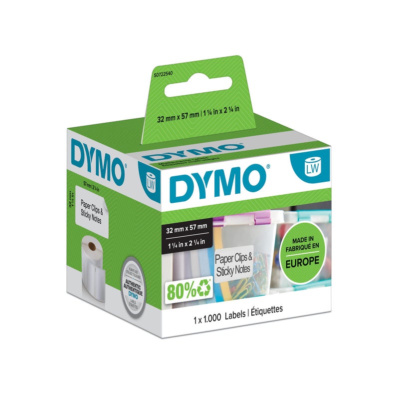 DYMO Authentic LW Multi-Purpose Labels, 57mm x 32mm, Self-Adhesive, Roll of 1000, Easy-Peel Labels, for LabelWriter Label Makers - Image 3