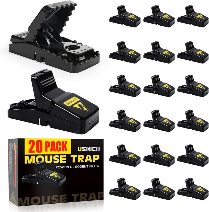 USKICH 20 Pack Mouse Traps Indoor for Home,Mice Traps for House,Reusable Mouse Trap That Work,Small Mice Catchers for Home Indoor, Quick Set Mousetraps Effective - Image 1