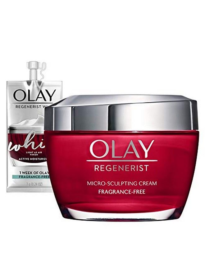 Olay Regenerist Microsculpting Cream Face Moisturizer With Hyaluronic Acid & Vitamin B3 Fragrancefree 1.7 Oz Whip Face Moisturizer Travel/Trial Size Bundle - Image 1