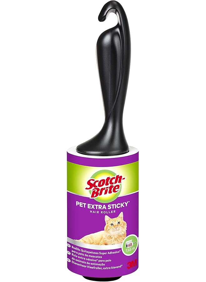 Scotch  Pet Extra Sticky Lint Roller 48 Sheets 1 Roller Pack Ideal For Cleaning Animal Hair From Clothes And Fabric Portable And Reusable Lint Remover Brush Clothes Sofa Carpet - Image 1