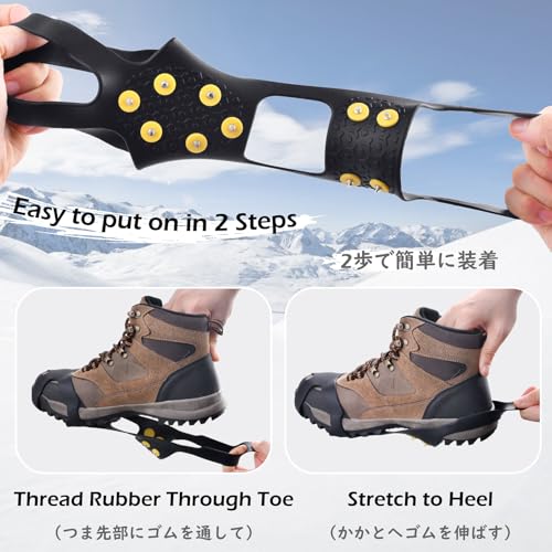 TRIWONDER Ice Cleats for Shoes and Boots 10-Stud Anti Slip Ice Grips Snow Crampons Traction Cleats Hiking Fishing Walking Gear (L, Black) - Image 4