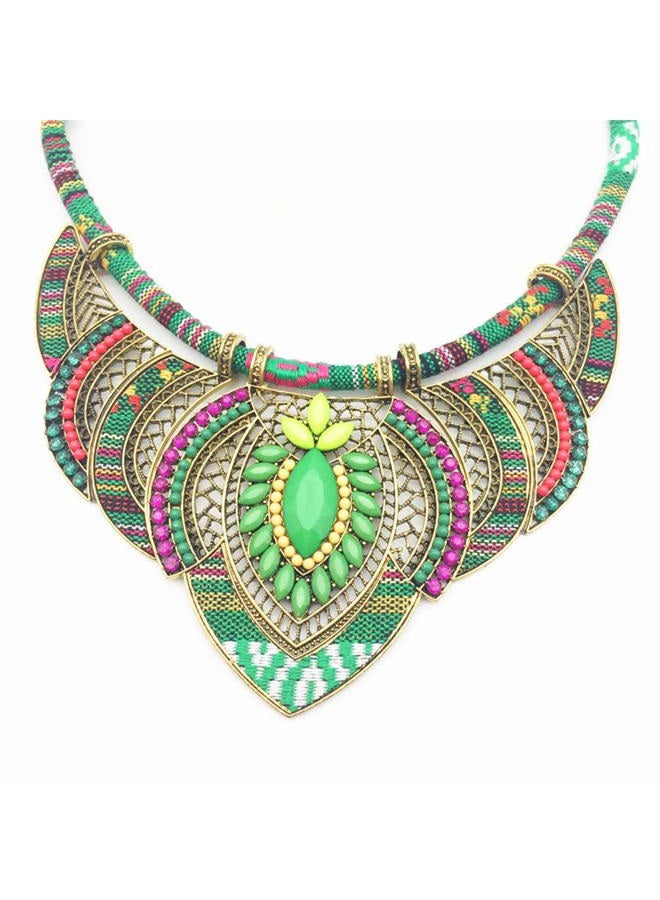 YAZILIND Ethnic Style Chunky Colorful Collar Festival Tribal Beaded Bib Choker Costume Necklace, 45+5cm, Metal, No Gemstone - Image 1