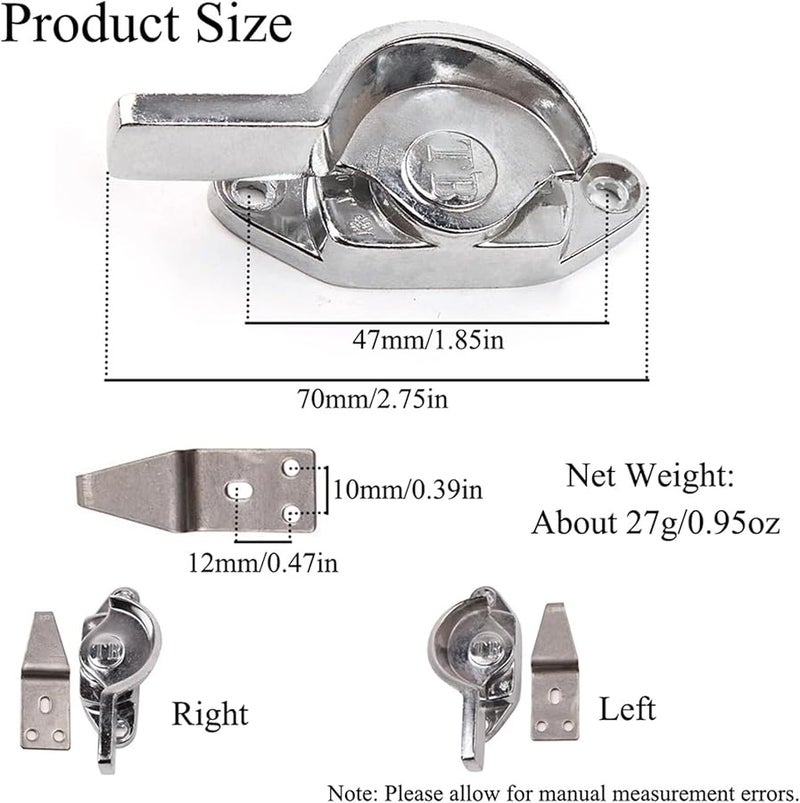 Stainless Steel Crescent Window Sash Locks 4 Pack Right Hand Sliding Windows - Image 4