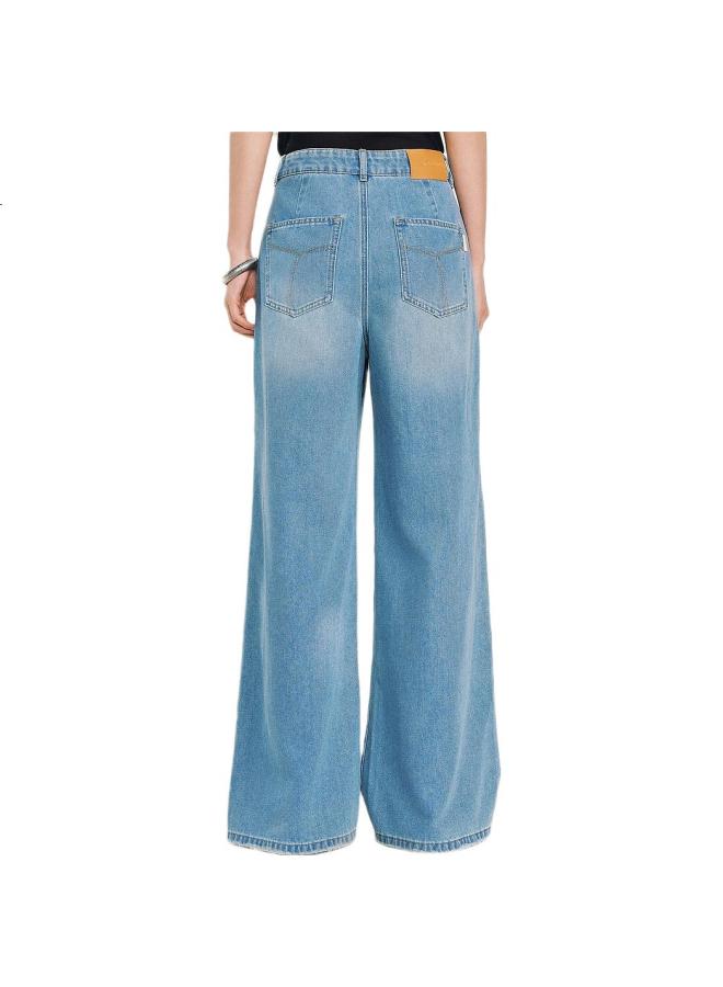 Waxbird Taiping Bird Women'S High Waist Wide Leg Jeans With Cool Feeling, Summer Washed Loose Straight Leg Pants, Denim Medium Blue, Size M - Image 3