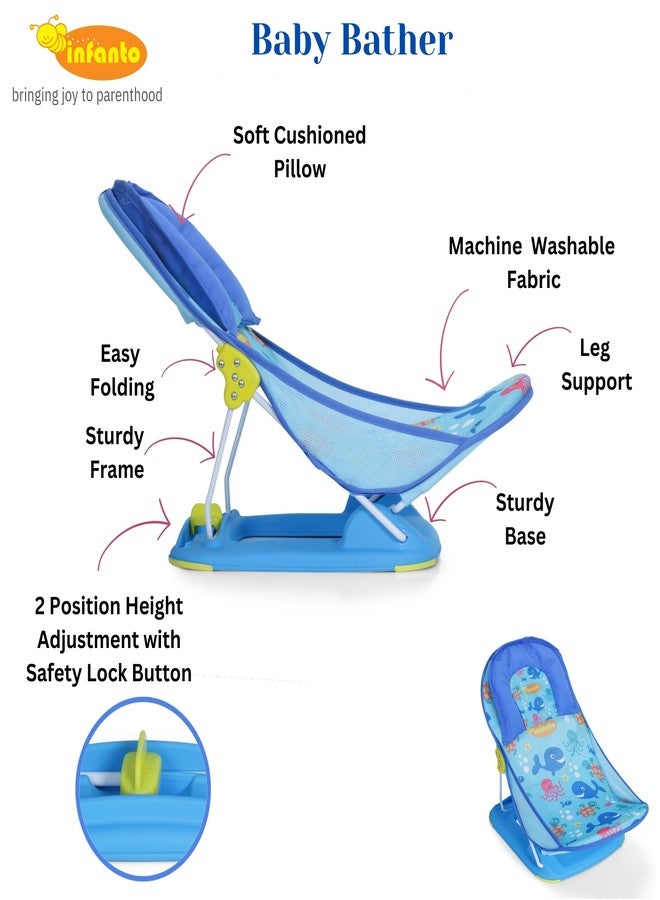 Infanto Baby Bather – Bath Chair Tub for Newborns and Infants, Adjustable, Non-Slip & Foldable Bath Seat Chair for Newborns (0-12 Months) - Image 3