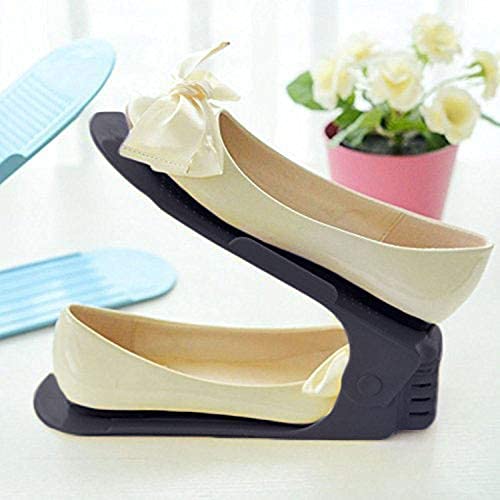 SKOFRI Shoe Slots Organizer Space Saver Double Deck Shoe Rack for Home Adjustable Shoe Slots for Closet Organization Double Layer Shoe Plastic Rack Organizer - Image 1