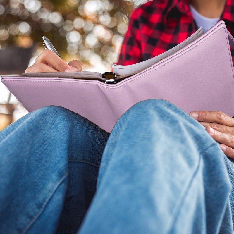 Antner A5 PU Leather Binder 6 Ring Notebook Photocard Budget Binder Cover for A5 Refill Paper, Refillable Loose Leaf Personal Planner Organizer Binder with Magnetic Buckle, Pink - Image 4