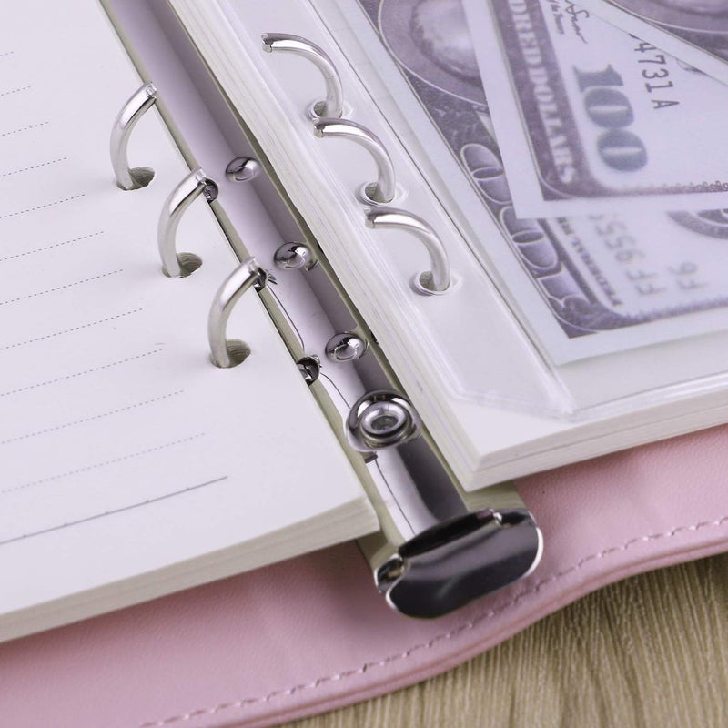 Antner A5 PU Leather Binder 6 Ring Notebook Photocard Budget Binder Cover for A5 Refill Paper, Refillable Loose Leaf Personal Planner Organizer Binder with Magnetic Buckle, Pink - Image 5