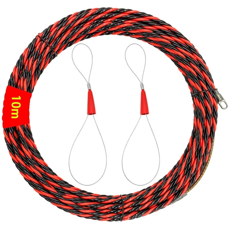 squishy سلك سحب 10م لفني الكهرباء، سلك سحب، أداة خيوط سحب الأسلاك، سلك سحب حلزوني قابل للسحب لتركيب الأسلاك بكفاءة في الأنابيب (طول 10م، أحمر) - Image 1