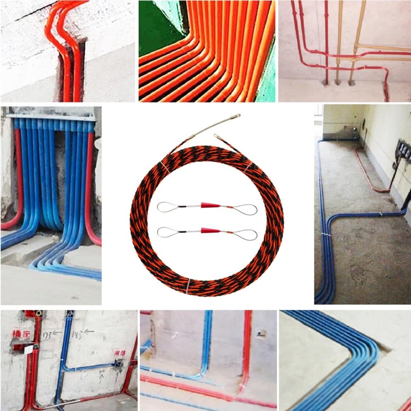 squishy سلك سحب 10م لفني الكهرباء، سلك سحب، أداة خيوط سحب الأسلاك، سلك سحب حلزوني قابل للسحب لتركيب الأسلاك بكفاءة في الأنابيب (طول 10م، أحمر) - Image 4
