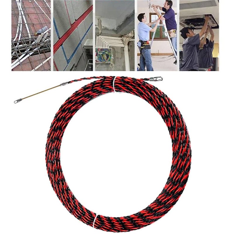 squishy سلك سحب 10م لفني الكهرباء، سلك سحب، أداة خيوط سحب الأسلاك، سلك سحب حلزوني قابل للسحب لتركيب الأسلاك بكفاءة في الأنابيب (طول 10م، أحمر) - Image 2