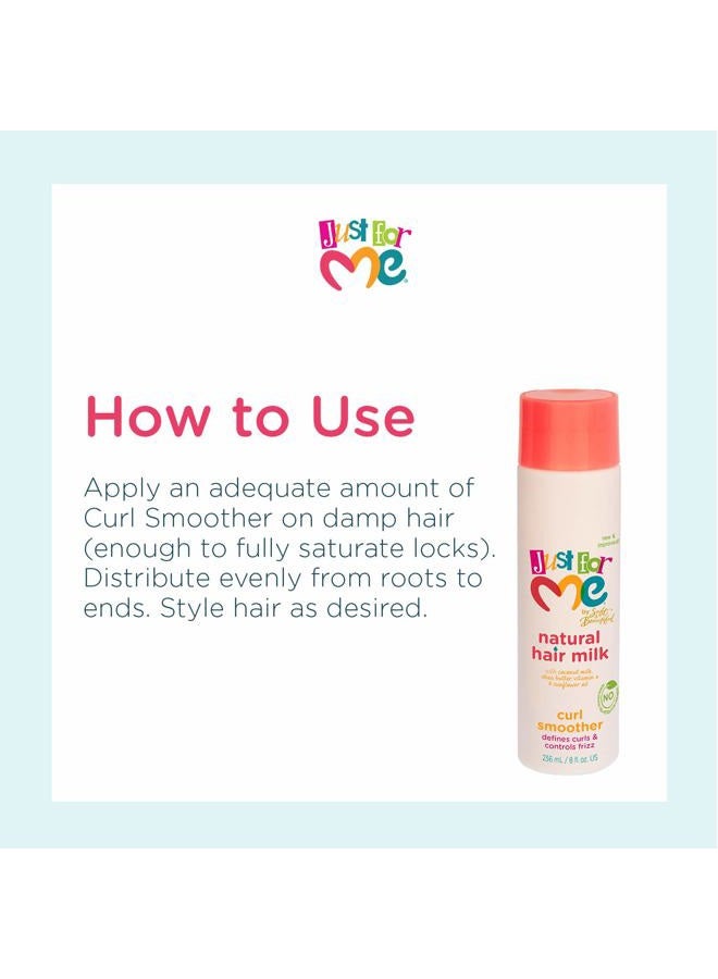 Just for Me حليب الشعر الطبيعي لتنعيم التجاعيد - يحدد التجاعيد وي控制 التجاعيد، يحتوي على حليب جوز الهند، زبدة الشيا، فيتامين E، زيت عباد الشمس، رطوبة خفيفة، 8 أونصات - Image 5