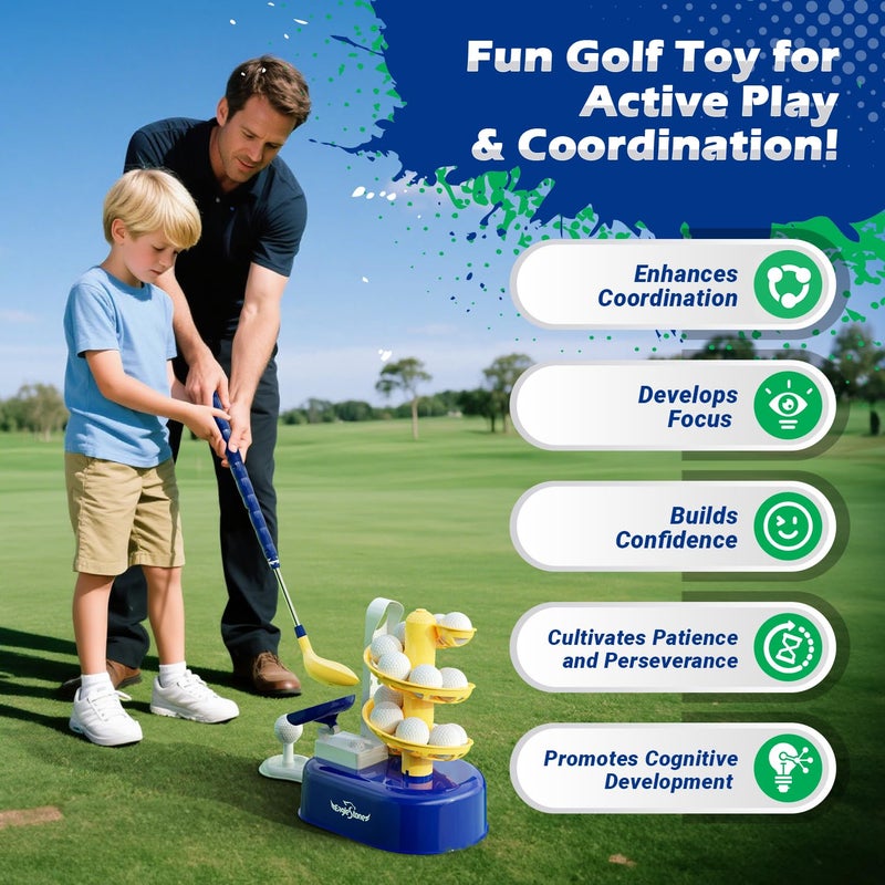 EagleStone Toddler Golf Set with Foot Pedal Launcher Kids Golf Toy for Ages 38 Includes Adjustable Golf Club 15 Balls  Golf Cart IndoorOutdoor Sports Gift for Boys and Girls - Image 3