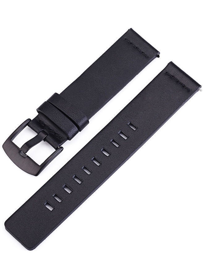 NIBEMINENT Grain Leathe Replacement Watch Strap with Buckle For Huawei Gt 2 46mm / Honor Magic Black  - Image 1