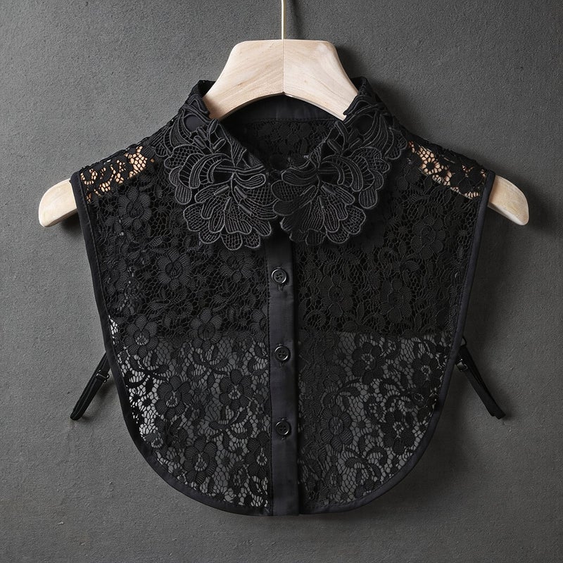 Lace Fake Collar for Women White Floral Cotton Blended Decorative Collar for Sweater Shirt - Image 4
