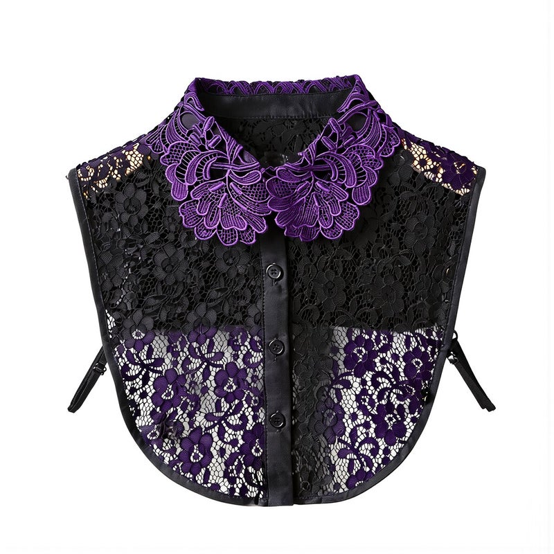 Lace Fake Collar for Women White Floral Cotton Blended Decorative Collar for Sweater Shirt - Image 1