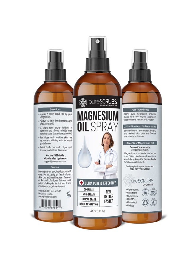 pureSCRUBS Pure Topical Magnesium Oil Spray, Ultra Fast Absorption for Better Health, Pure Zechstein Brine - (2 Bottle Value Pack) - Image 2