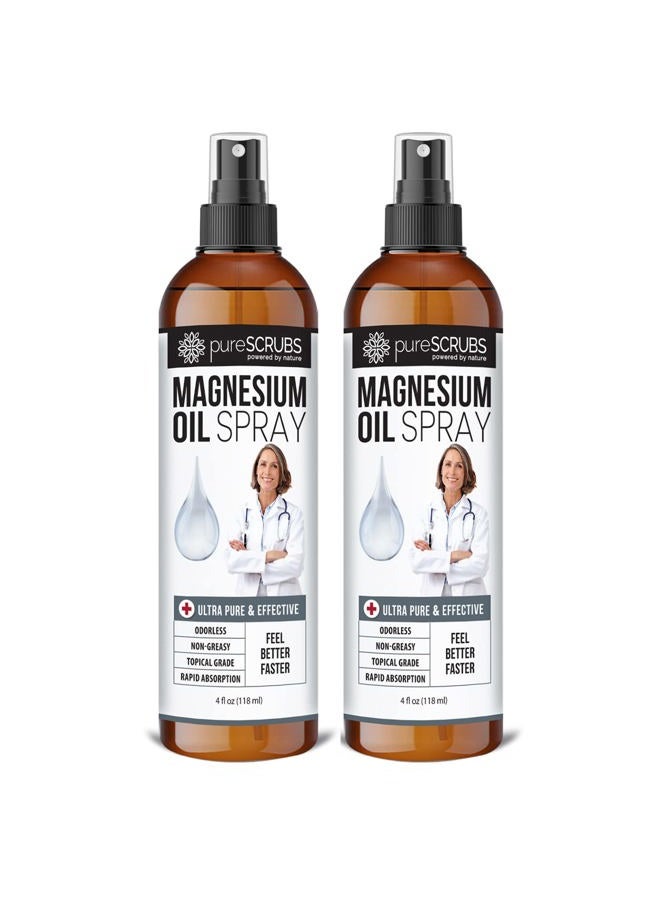 pureSCRUBS Pure Topical Magnesium Oil Spray, Ultra Fast Absorption for Better Health, Pure Zechstein Brine - (2 Bottle Value Pack) - Image 1