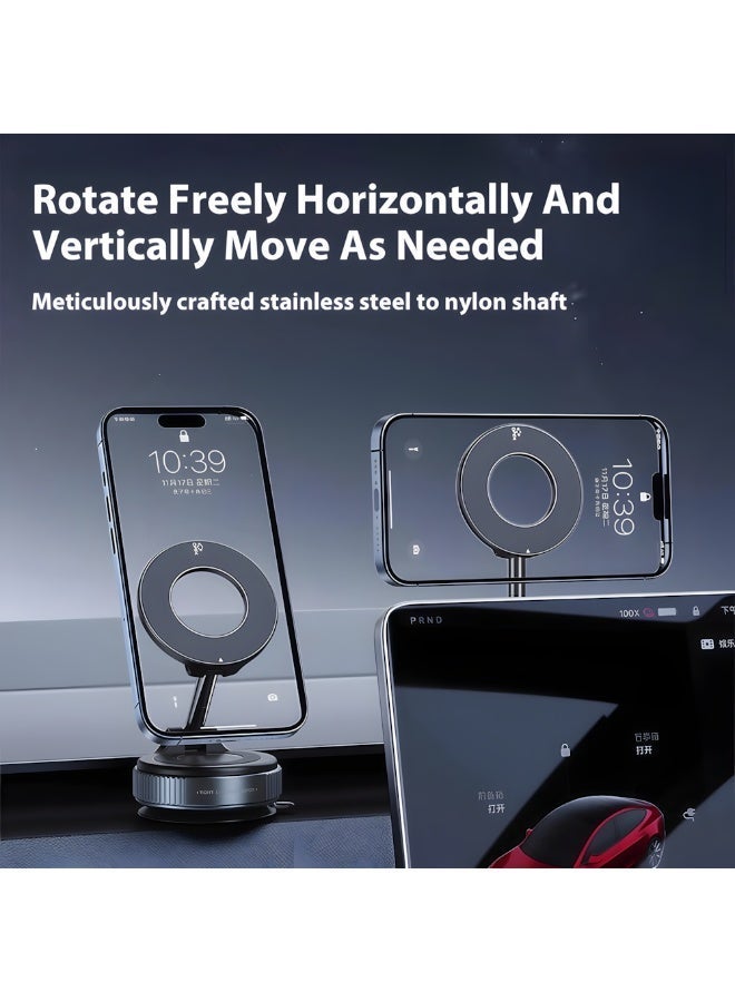 Car Holder,Magnetic Phone Stand For Car,The Three-Axis Design Allows For Omnidirectional Directional Adjustment,Ultra Vacuum Suction Cup,With Magnetic Ring,For All Smartphone And Magsafe,Black - Image 4