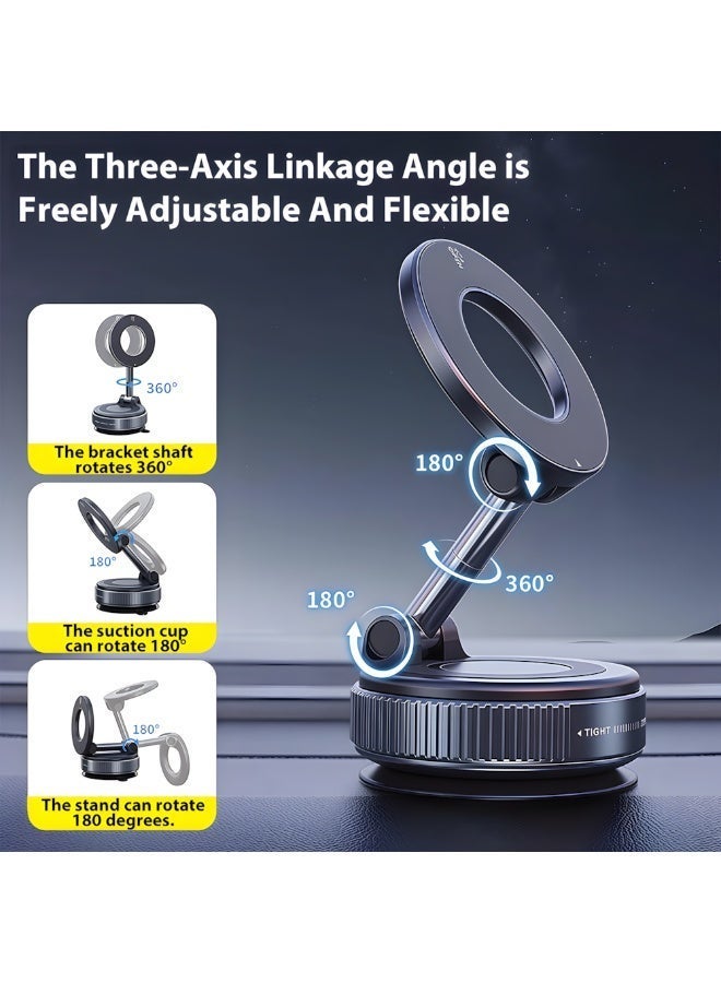 Car Holder,Magnetic Phone Stand For Car,The Three-Axis Design Allows For Omnidirectional Directional Adjustment,Ultra Vacuum Suction Cup,With Magnetic Ring,For All Smartphone And Magsafe,Black - Image 3