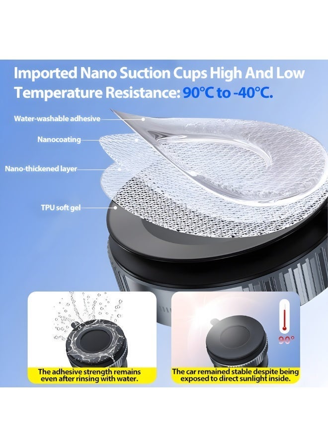 Car Holder,Magnetic Phone Stand For Car,The Three-Axis Design Allows For Omnidirectional Directional Adjustment,Ultra Vacuum Suction Cup,With Magnetic Ring,For All Smartphone And Magsafe,Black - Image 2