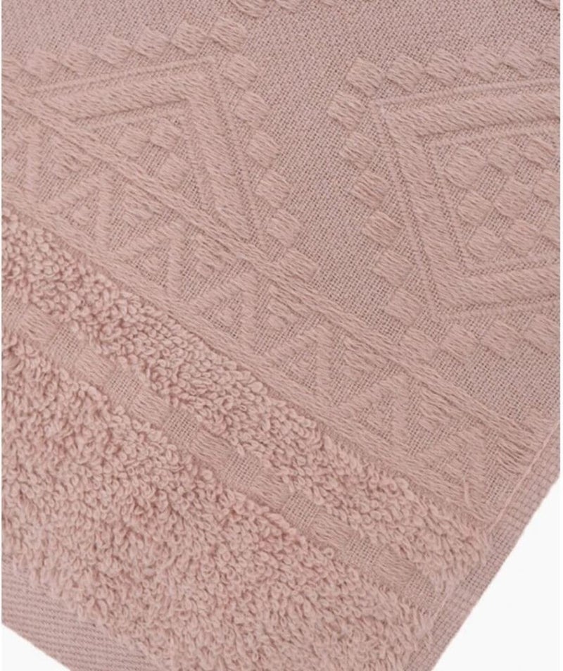 Kilim Patterned Jacquard Set of 2 Hand Towels 50 x 90 - Dusty Rose