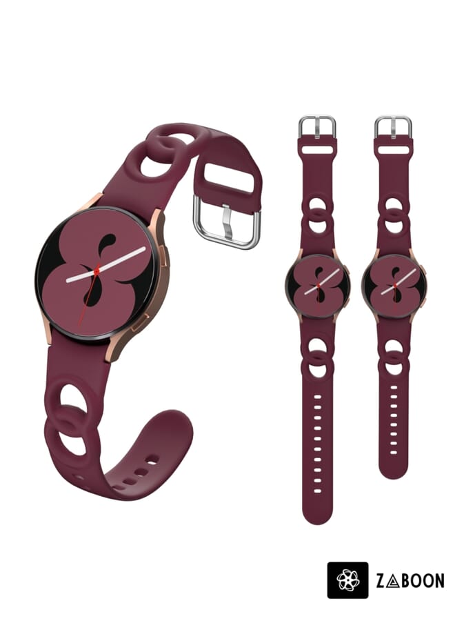 Zaboon Replacement Watch Band For Samsung Galaxy Watch4 40/44mm / Watch4 Classic 42/46mm Hollow Double Circle Silicone - Image 4