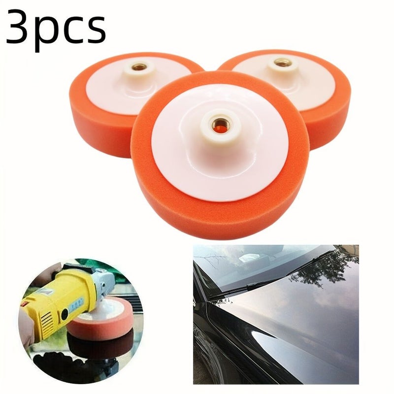 3 Pcs 150mm Car Polishing Heads Mop Pads Sponge Soft Foam Buffing With M14 Adapter - Image 1