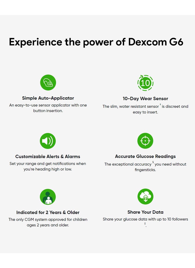 DEXCOM - Dexcom G6 Sensor for Continuous Glucose Monitoring, Pack of 3 Sensors - Image 1