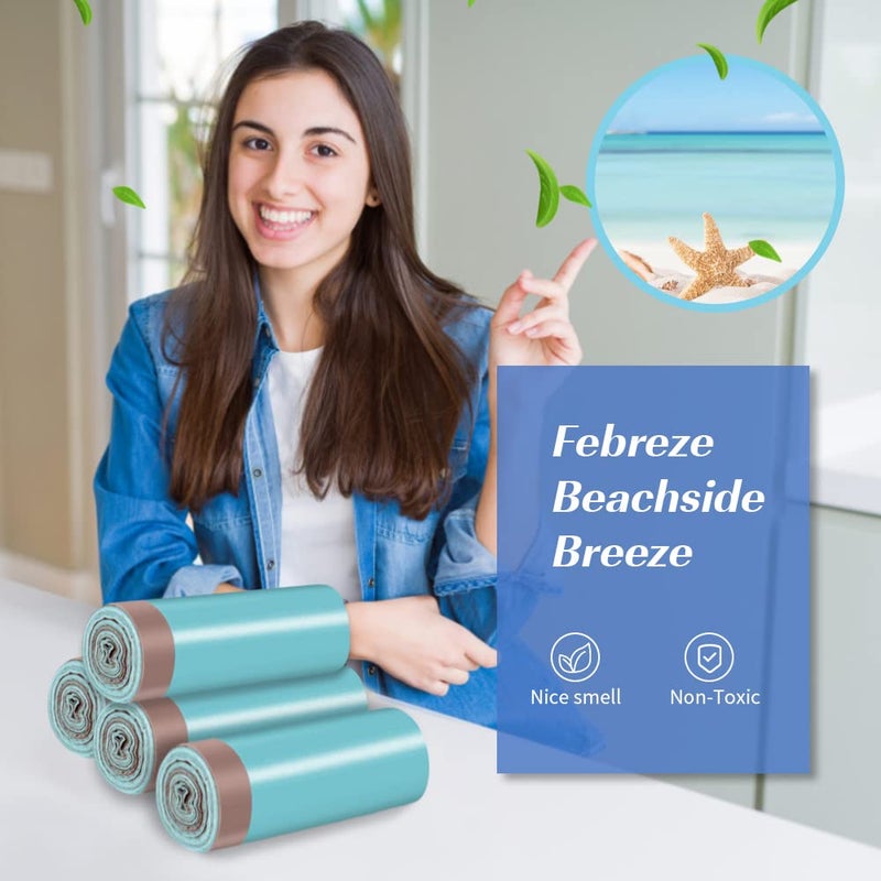 جويوكس أكياس قمامة صغيرة من JOYEUX بسعة 4 جالون، أكياس قمامة برباط غير ممزق للحمام والمطبخ ورائحة نسيم الشاطئ، 60 قطعة - Image 2
