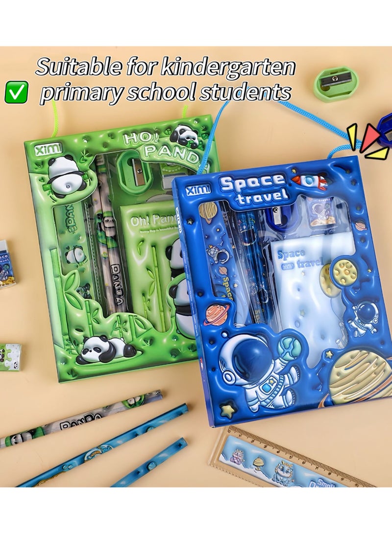 6-Piece Stationery Set Cartoon 3D stereoscopic Cute Panda Children's stationery Gift Set back-to-school gift set for students to learn - Image 5