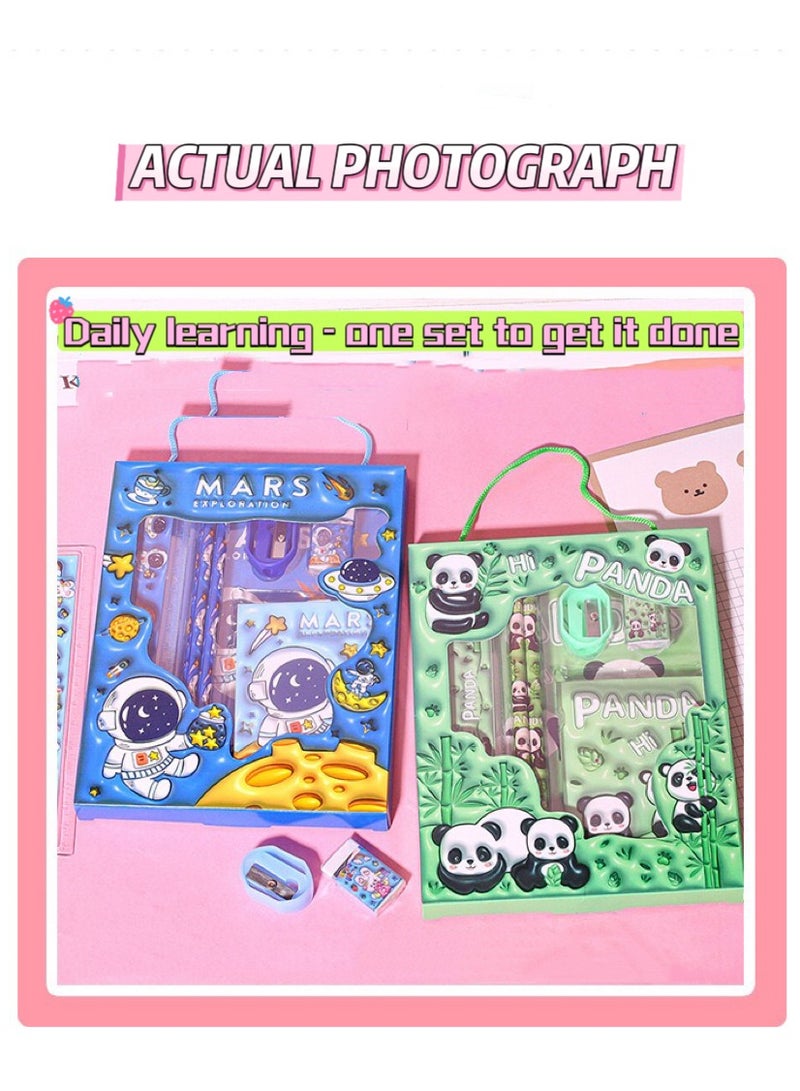 6-Piece Stationery Set Cartoon 3D stereoscopic Cute Panda Children's stationery Gift Set back-to-school gift set for students to learn - Image 4