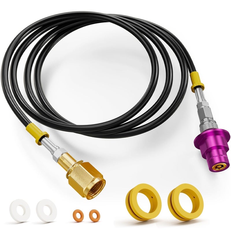 CALPOSE Soda Machine Co2 Adapter Co2 Refill Quick Connect Adapter with CGA320 Connector Soda Machine Connector with 60Inch High Pressure Hose Compatible for Terra Duo Art Gaia Soda Series - Image 2