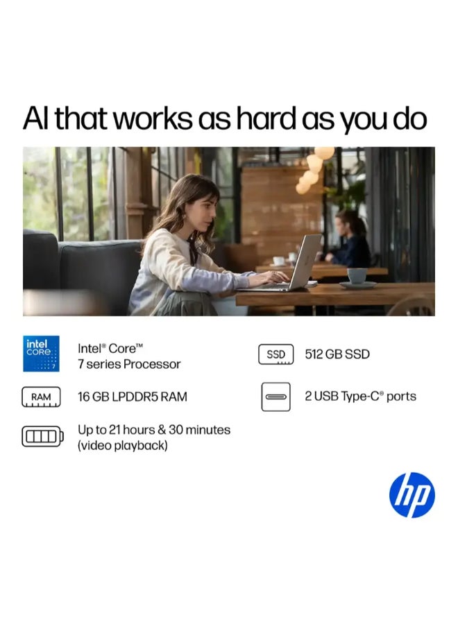 HP (نسخة مطورة) لابتوب أومني بوك 5 القابل للتحويل مع شاشة WUXGA بحجم 14 بوصة، معالج كور 7 150U/ذاكرة RAM سعة 16 جيجابايت/قرص SSD سعة 512 جيجابايت/رسومات إنتل آرك/ويندوز 11 هوم إنجليزي فضي جليدي - Image 4