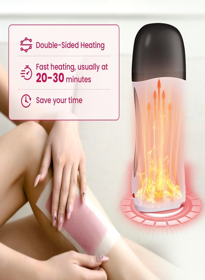 Charmonic Roll On Wax Kit, Portable Wax Roller Kit for Coarse/Fine Hair Removal, Beginners Waxing Roller for All Skin Types with 3 Pcs 100g Roll Cartridge, 100 Non-Woven Strips & 10 After Oil Wipes (F8_White - Image 4