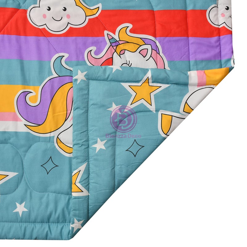 KitchDeco Kitch Deco™ Glace Cotton Single Bed Reversible Babies & Kids Comforter/Dohar/Quilt, 200 GSM (60x90 Inches) (Star Moon Unicorn) - Image 2