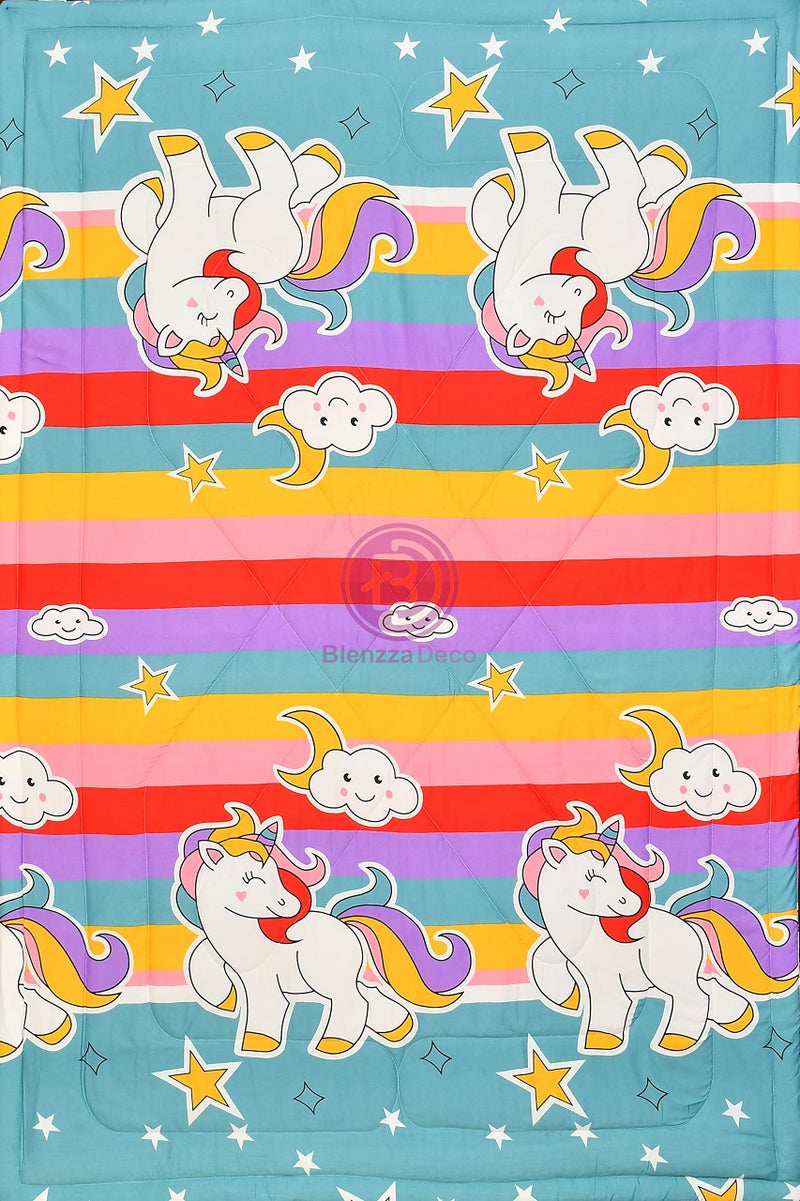 KitchDeco Kitch Deco™ Glace Cotton Single Bed Reversible Babies & Kids Comforter/Dohar/Quilt, 200 GSM (60x90 Inches) (Star Moon Unicorn) - Image 3