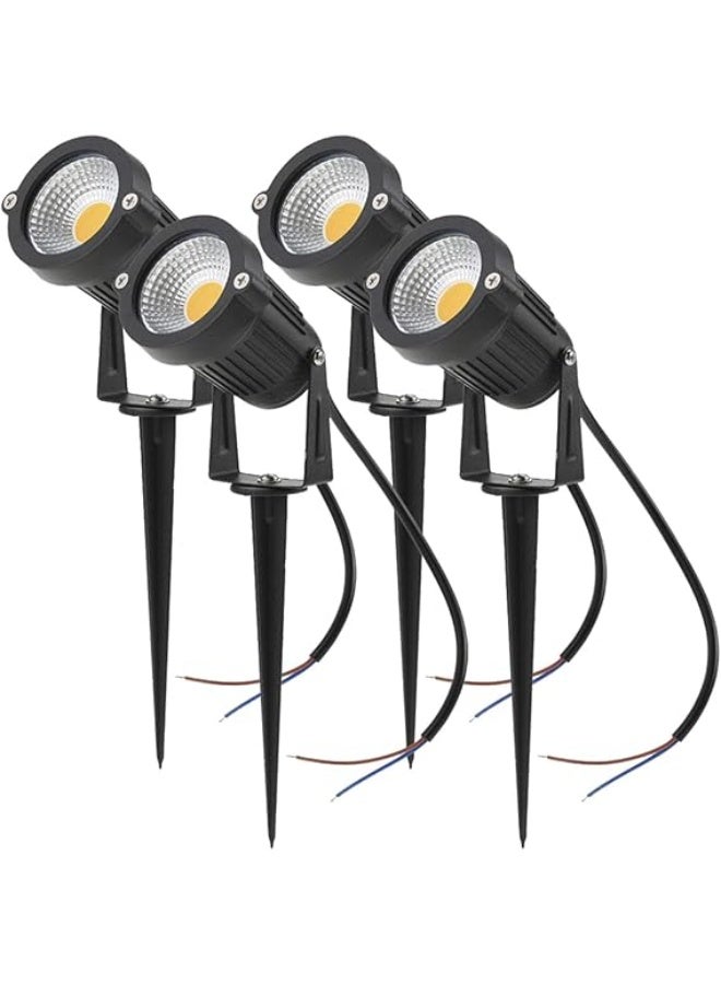 RMAX 4-Pack 5 W COB LED Outdoor Garden & Landscape Lamps – 12 V AC/DC, 500 LM per Lamp, Waterproof IP65, Wall/Path/Yard Spotlight, Warm White (Black/Aluminum) - Image 1