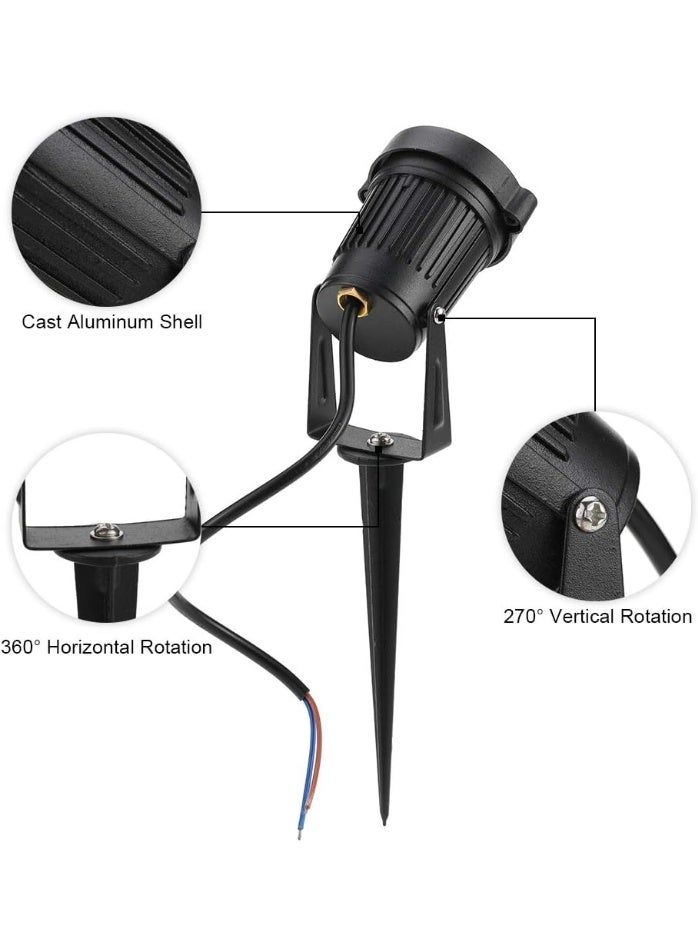 RMAX 4-Pack 5 W COB LED Outdoor Garden & Landscape Lamps – 12 V AC/DC, 500 LM per Lamp, Waterproof IP65, Wall/Path/Yard Spotlight, Warm White (Black/Aluminum) - Image 2