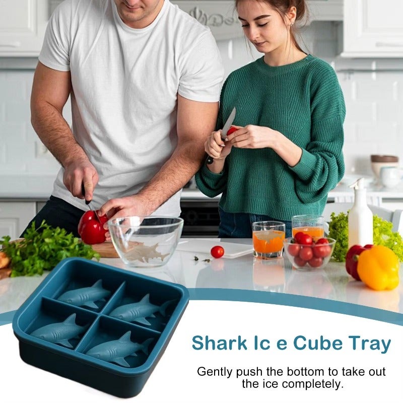 2PCS Shark Shape Silicone Ice Cube Mold 3D Easy Release Tray - Image 5